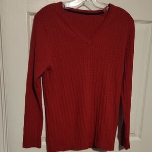 Tommy Hilfiger Red V-Neck Sweater
